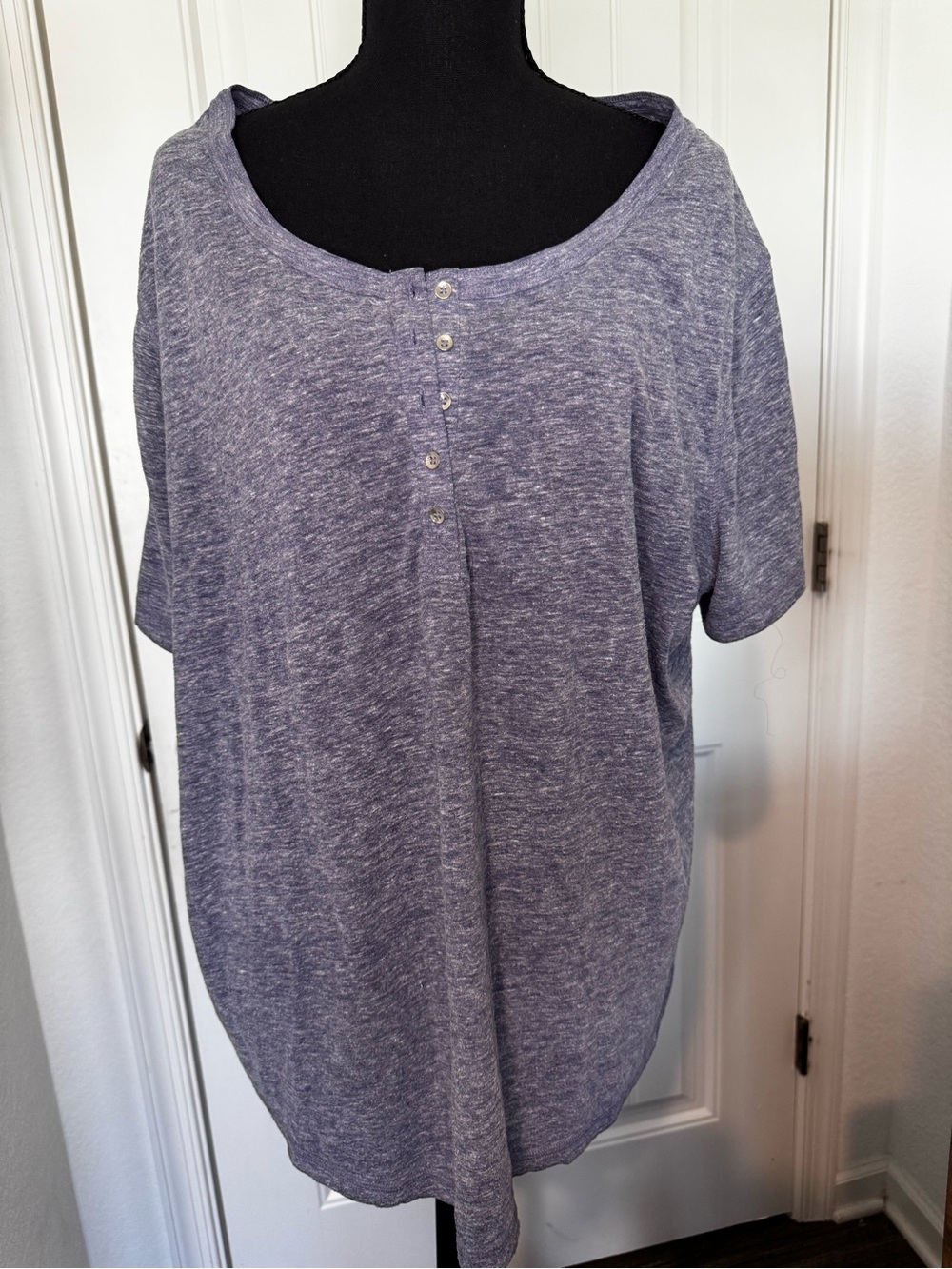 Faded Glory Women’s 3X 22W/ 24W Purple Short Sleeve Henley Tunic Top